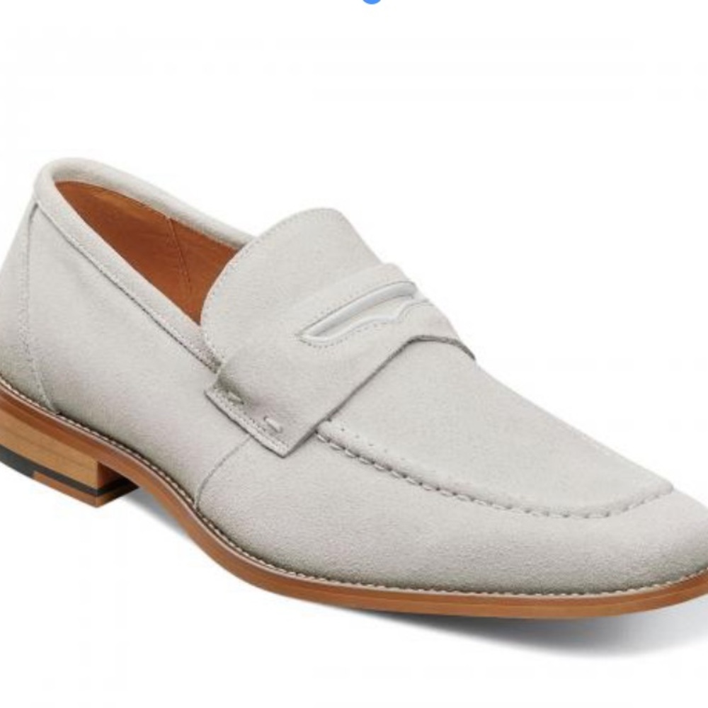 Stacy Adams "Colfax" Chalk Genuine Suede Leather Moc Toe Penny Slip - Picture 5 of 12